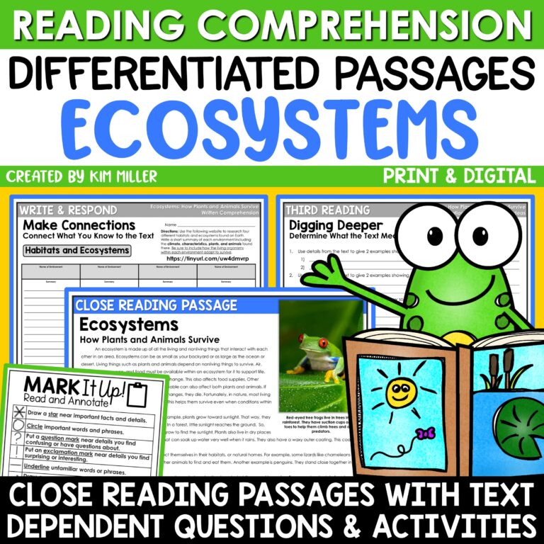 Ecosystems Reading Comprehension Passages for 3rd, 4th, and 5th Grade