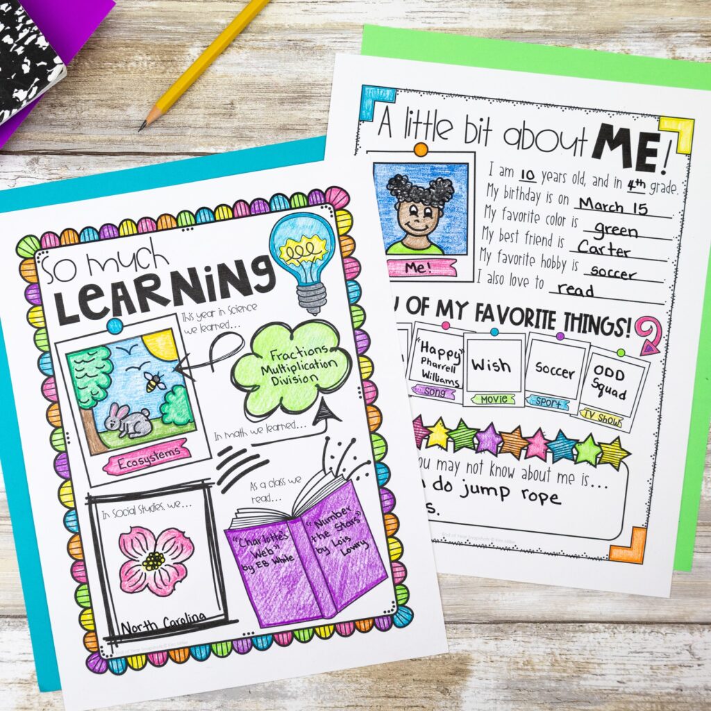 End of Year Memory Book for 2nd, 3rd, 4th, 5th Grade