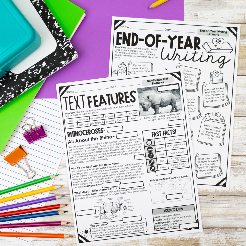 End of Year Activities for Upper Elementary