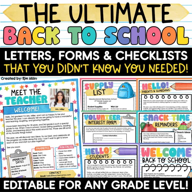 Welcome Back to School Letters and Forms Meet the Teacher Template EDITABLE