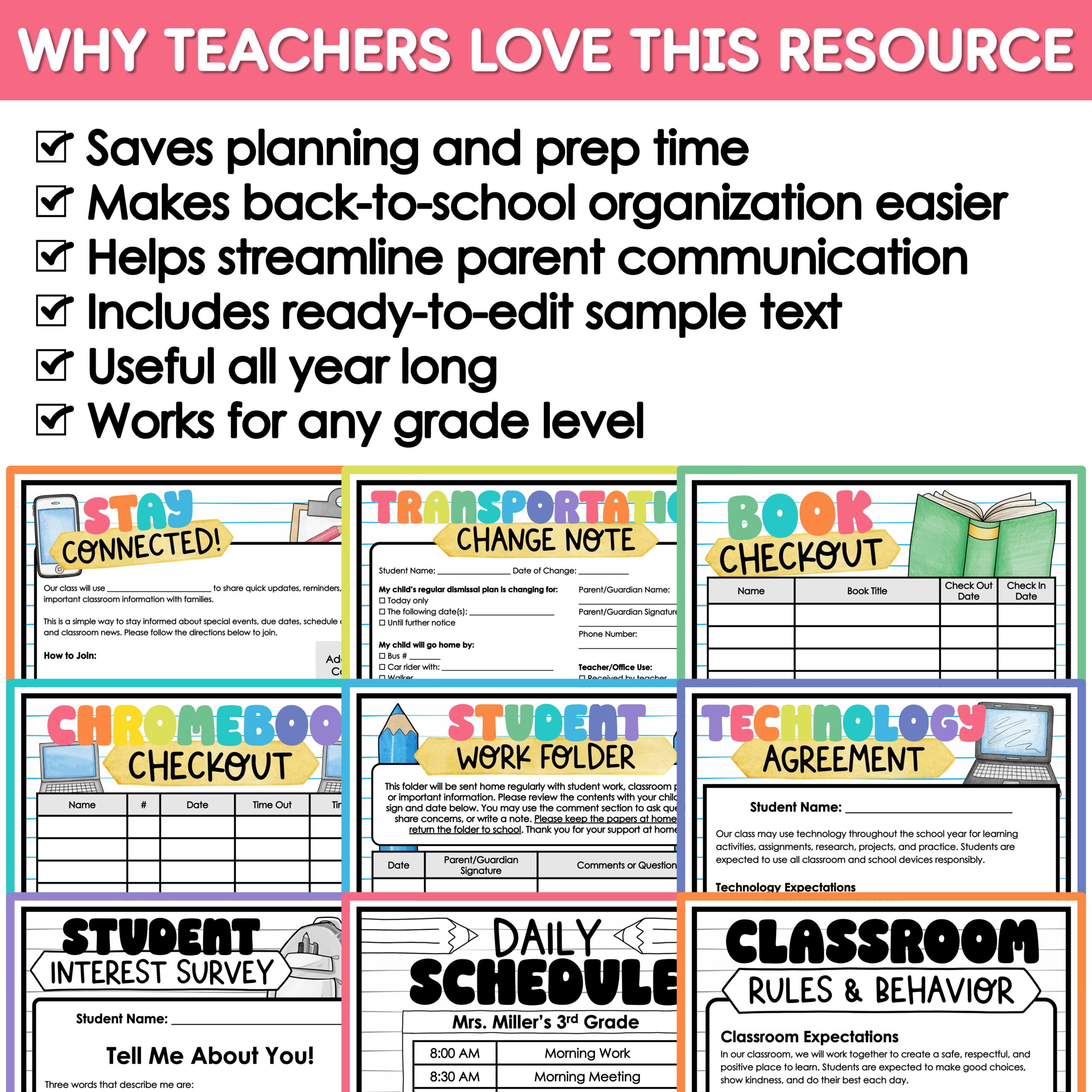 Welcome Back to School Letters and Forms Meet the Teacher Template EDITABLE - Image 13