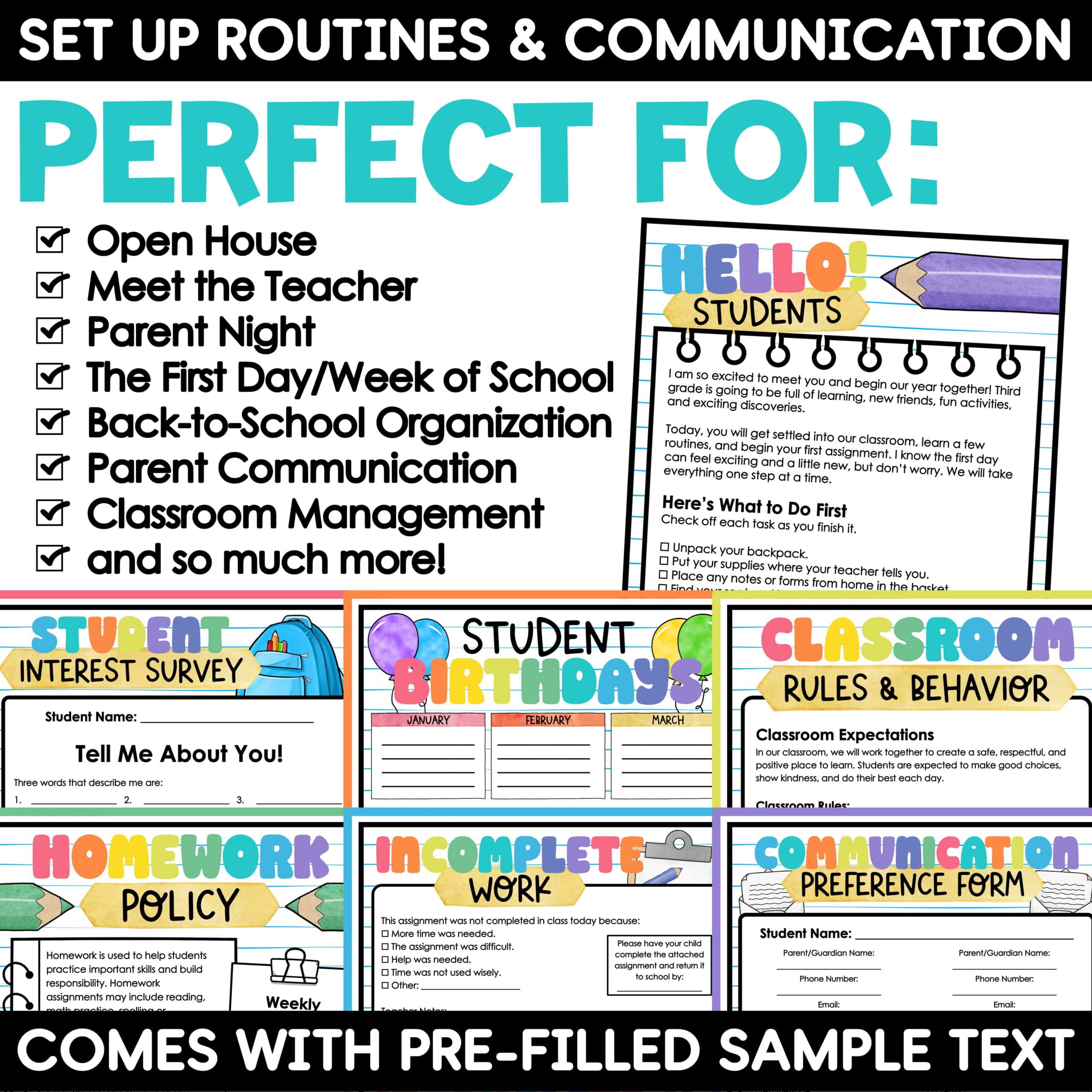 Welcome Back to School Letters and Forms Meet the Teacher Template EDITABLE - Image 3