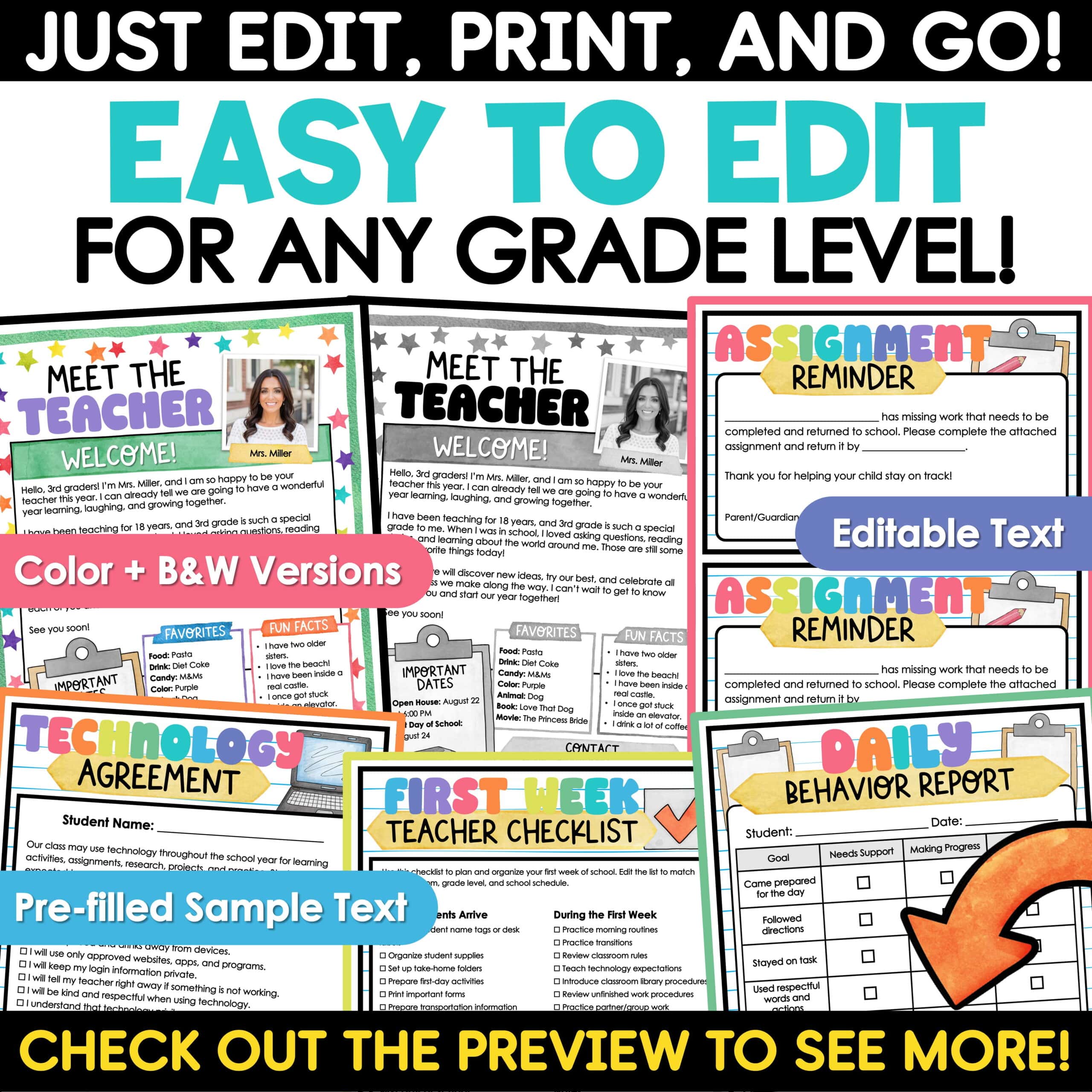 Welcome Back to School Letters and Forms Meet the Teacher Template EDITABLE - Image 4