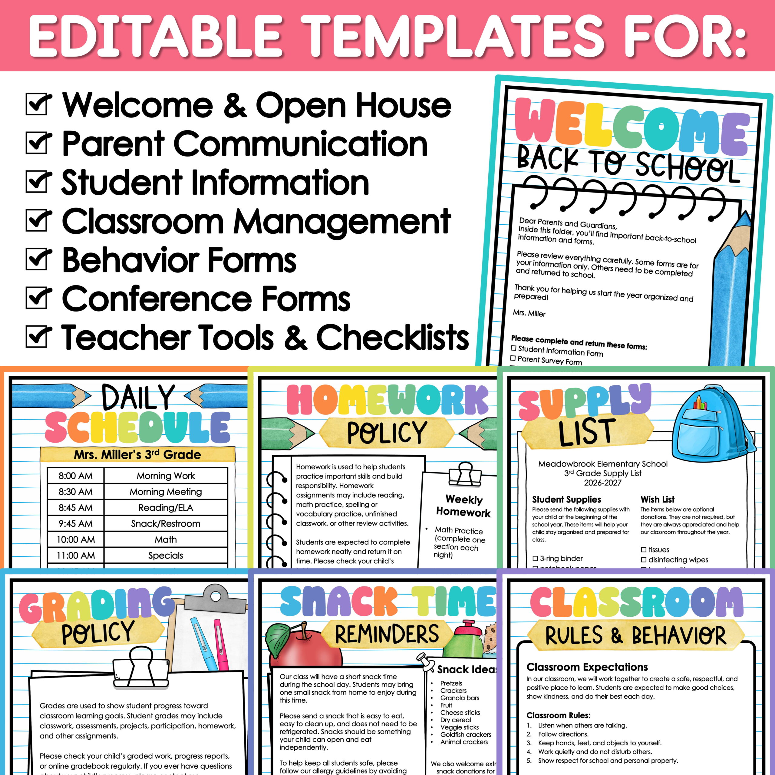 Welcome Back to School Letters and Forms Meet the Teacher Template EDITABLE - Image 5