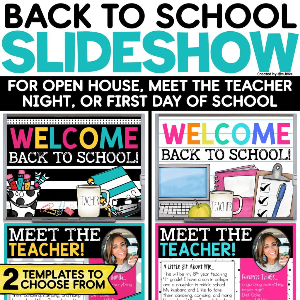 Back to School Slides Slideshow Meet the Teacher Templates Editable Open House