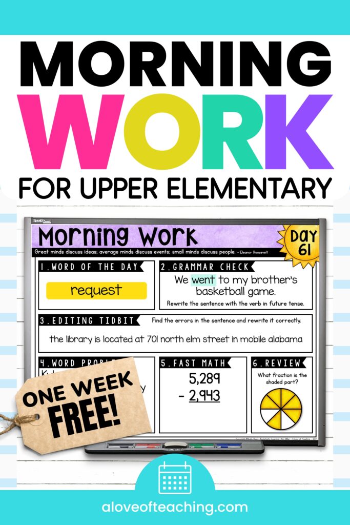Morning Work Ideas for Upper Elementary 3rd, 4th, 5th Grade
