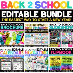Welcome Back to School Letters Forms Slides Meet the Teacher EDITABLE Bundle