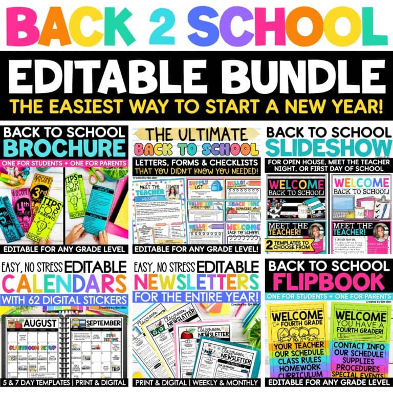 Welcome Back to School Letters Forms Slides Meet the Teacher EDITABLE Bundle