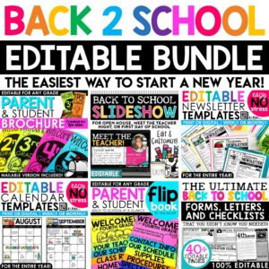 Back to School Editable Bundle | Slideshow, Forms, Letters, Brochures, Newsletters