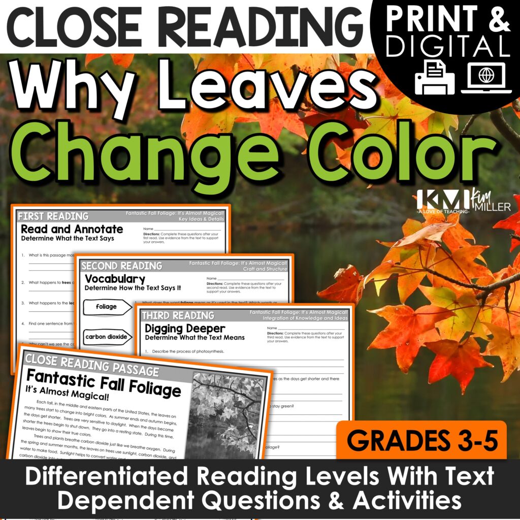 Why Leaves Change Color Close Reading