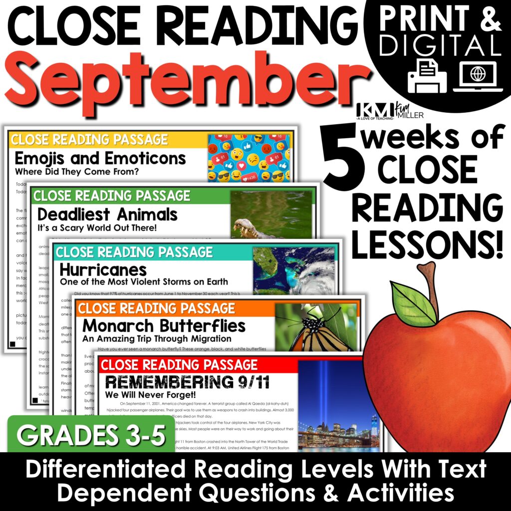 September Close Reading Passages