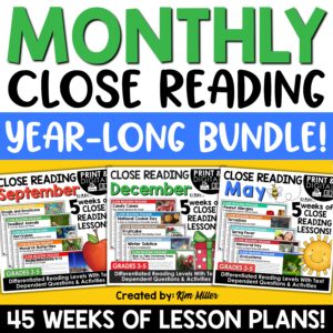 Close Reading Comprehension Passages Print and Google YEAR-LONG BUNDLE