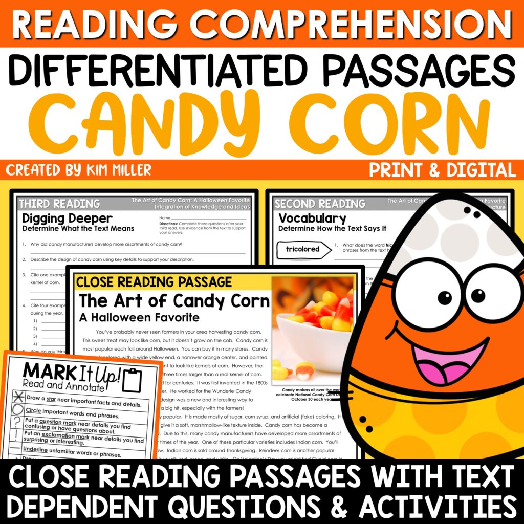 Halloween Close Reading Passages for 3rd, 4th, and 5th Grade