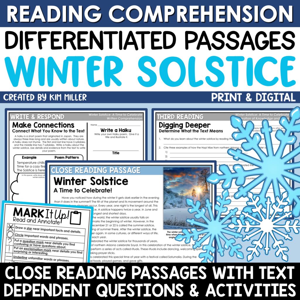 Winter Reading Comprehension Passages for 3rd, 4th, and 5th Grade