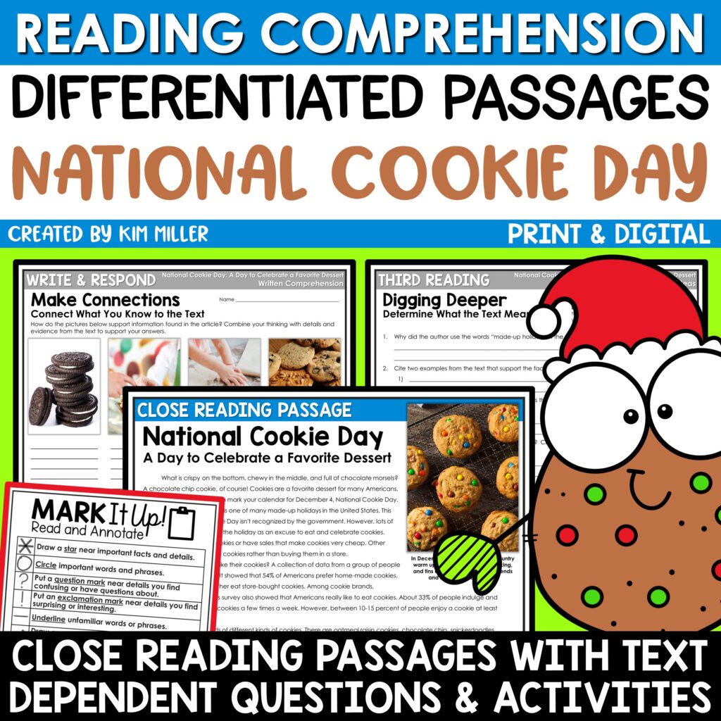 National Cookie Day Reading Comprehension Passages for 3rd, 4th, and 5th Grade
