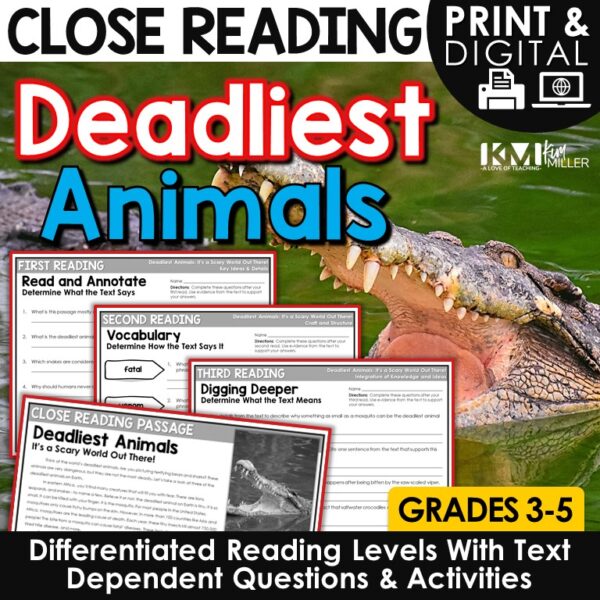 Deadliest Animals Close Reading Lesson Plan