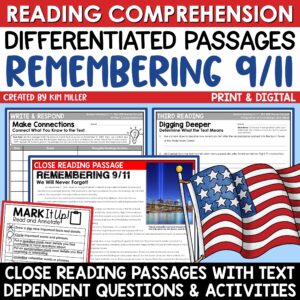 September 11 Patriot Day Reading Comprehension Passages for 3rd, 4th, and 5th Grade