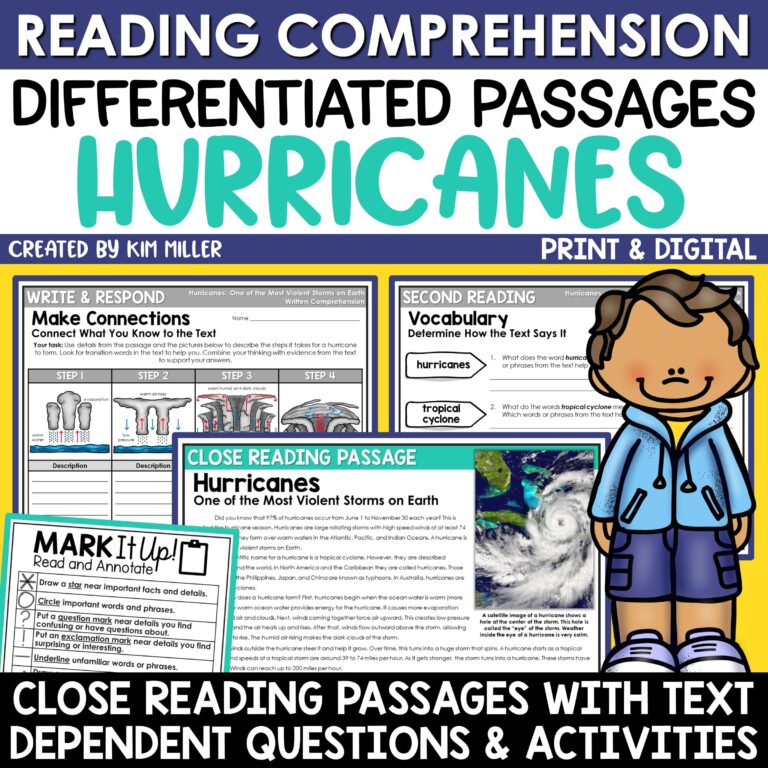Hurricanes Natural Disasters Reading Comprehension Passages for 3rd, 4th, and 5th Grade