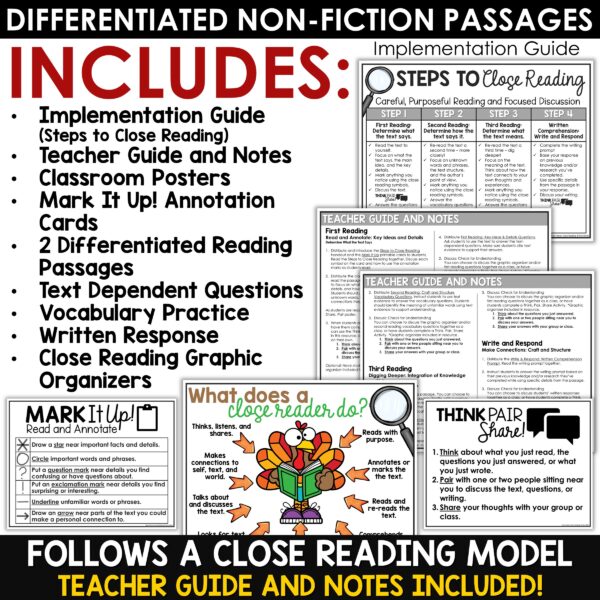 Fall Close Reading Passages for 3rd, 4th, and 5th Grade