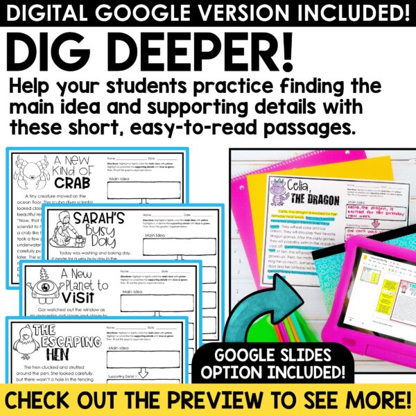 Main Idea Worksheets for 3rd, 4th, and 5th Grade