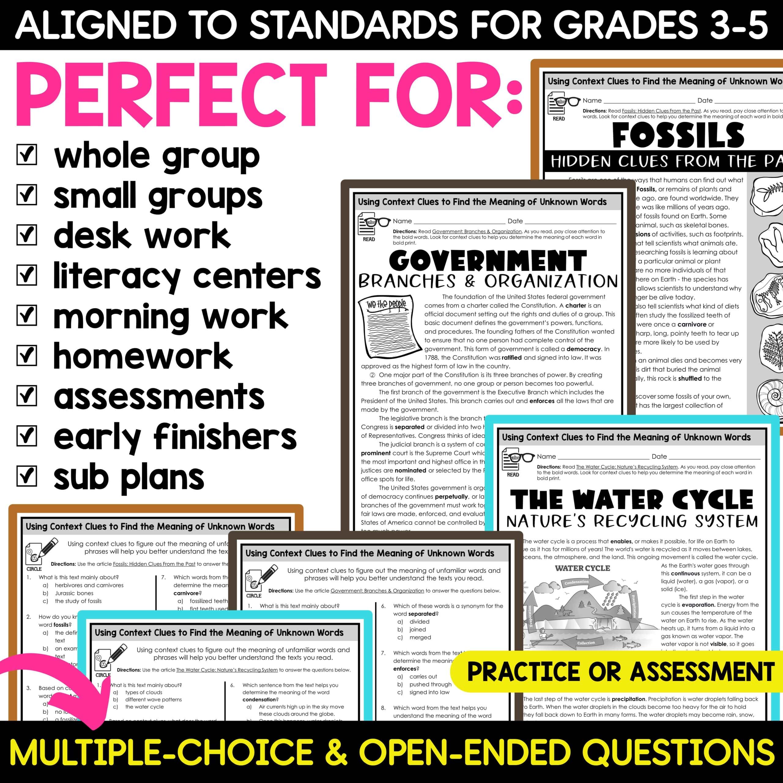 Context Clues Worksheets Task Cards Games Anchor Chart | Vocabulary Activities - Image 3