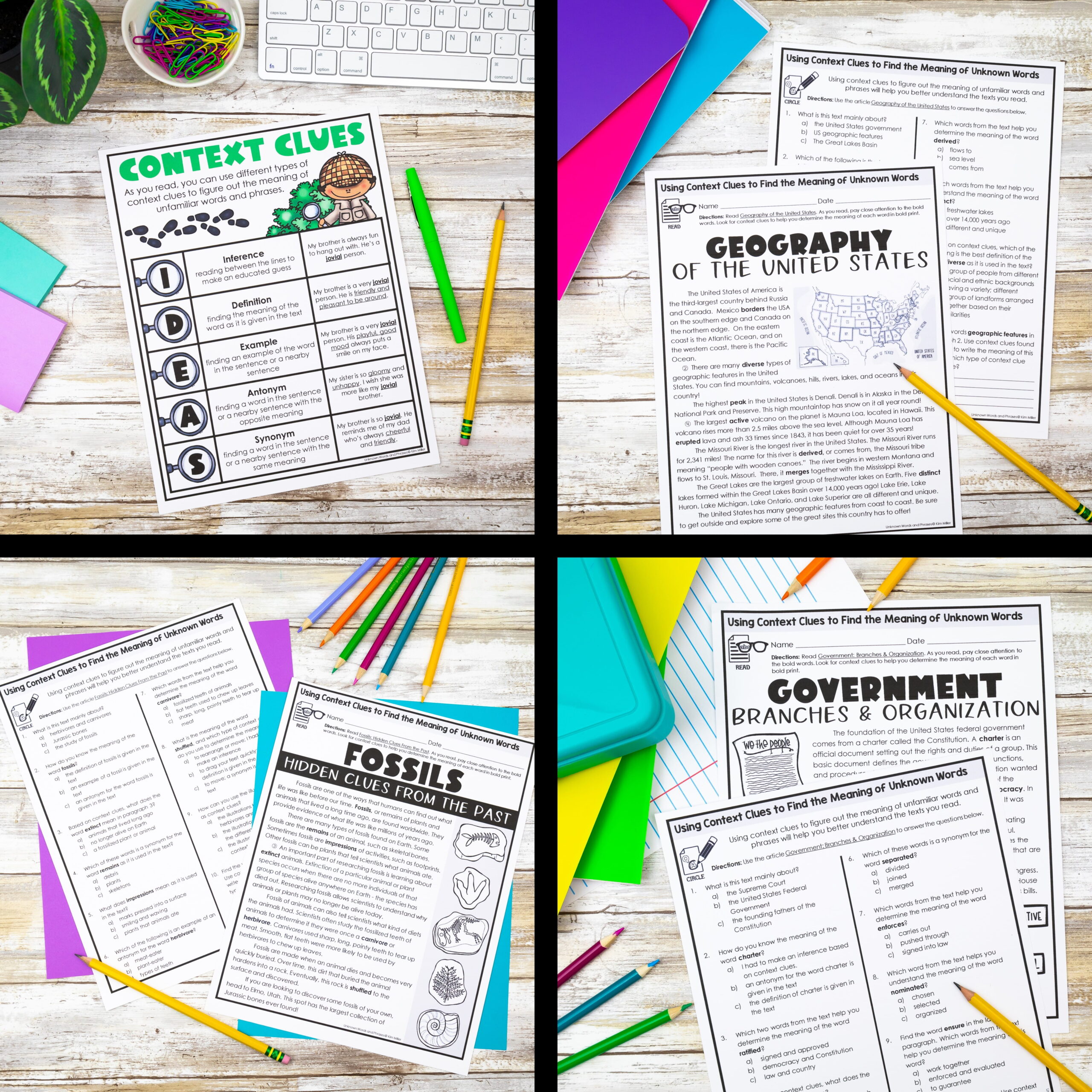 Context Clues Worksheets Task Cards Games Anchor Chart | Vocabulary Activities - Image 5