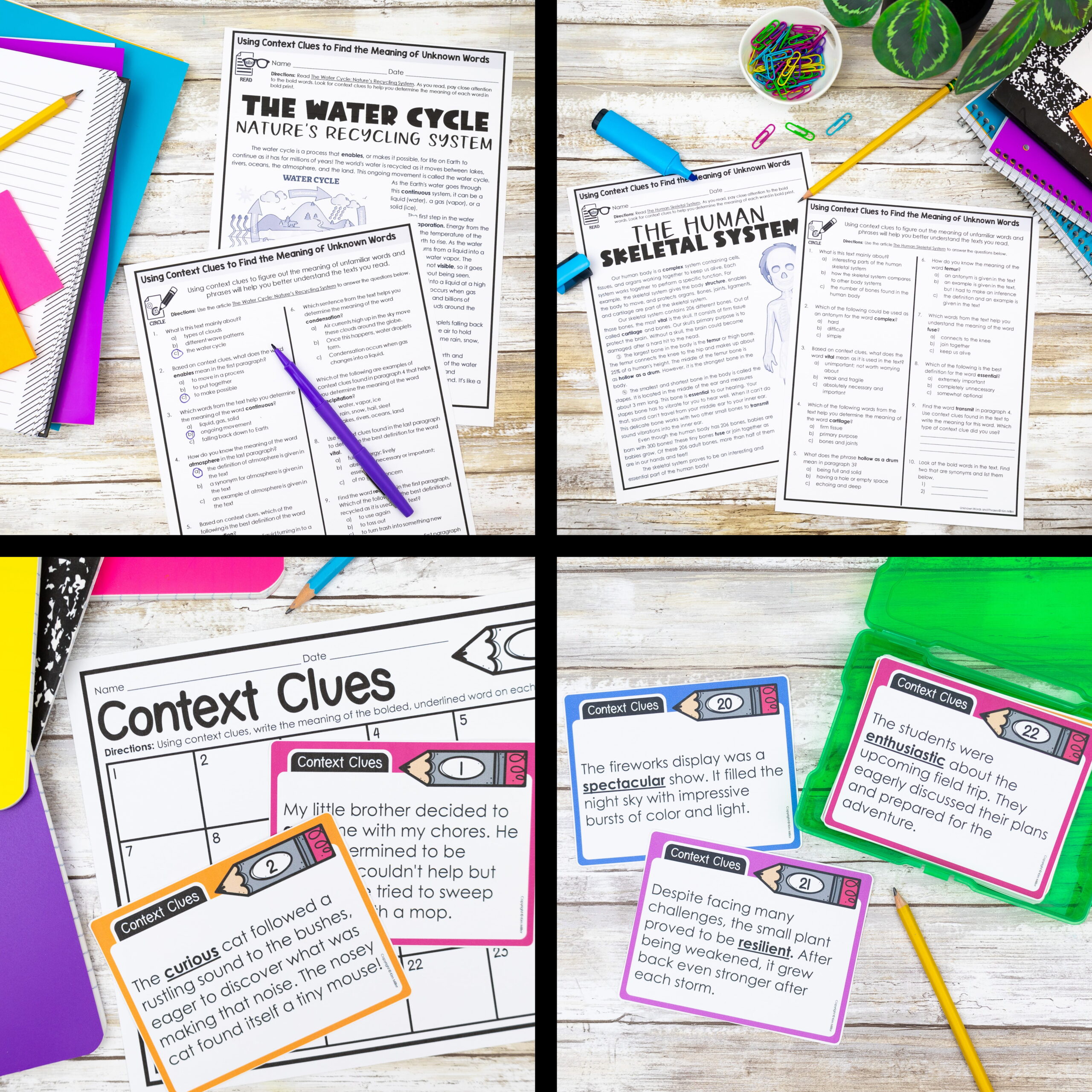 Context Clues Worksheets Task Cards Games Anchor Chart | Vocabulary Activities - Image 6