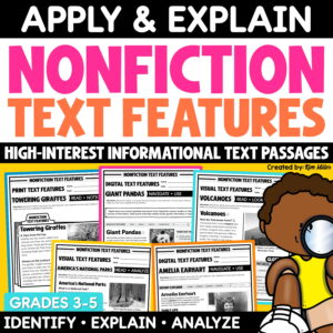 Nonfiction Text Features for Informational Text Worksheets and Assessments