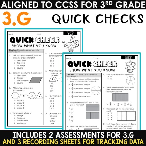 3rd Grade Math Quick Check Assessments