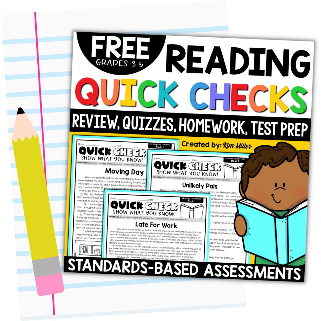Free Reading Quick Assessments for 3rd, 4th, 5th Grade