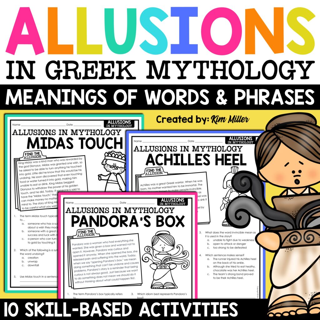 Greek Mythology Allusions Worksheets Activities Context Clues RL.4.4