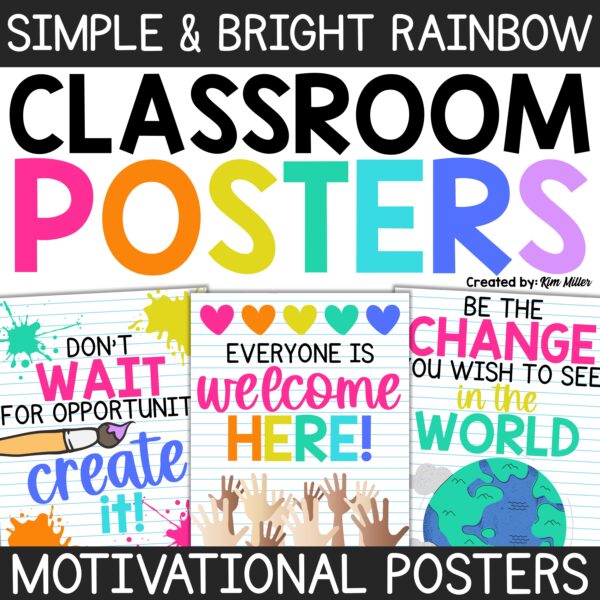 Bright Rainbow Motivational Classroom Posters