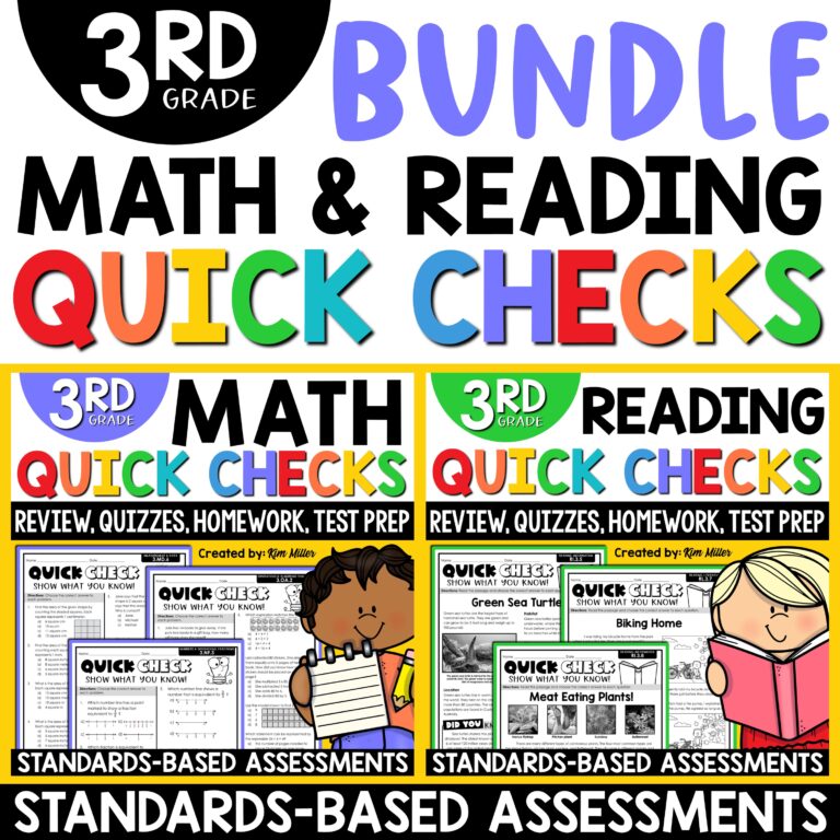 3rd Grade Math and Reading Review Quizzes Homework Test Prep