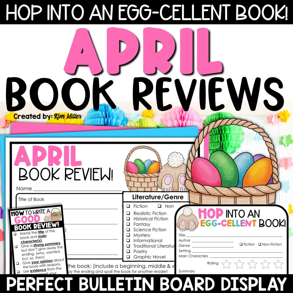 April Spring Bulletin Board March Writing Activities Book Report Template