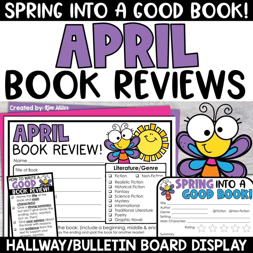 Spring April Bulletin Board Book Report Review Template Spring Writing Activity