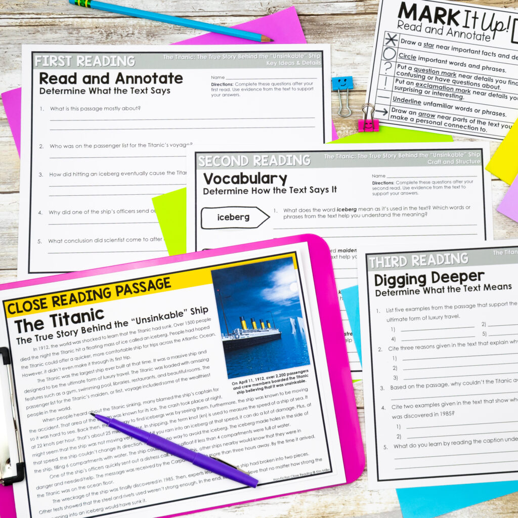 Titanic Reading Comprehension for 3rd, 4th, 4th grade