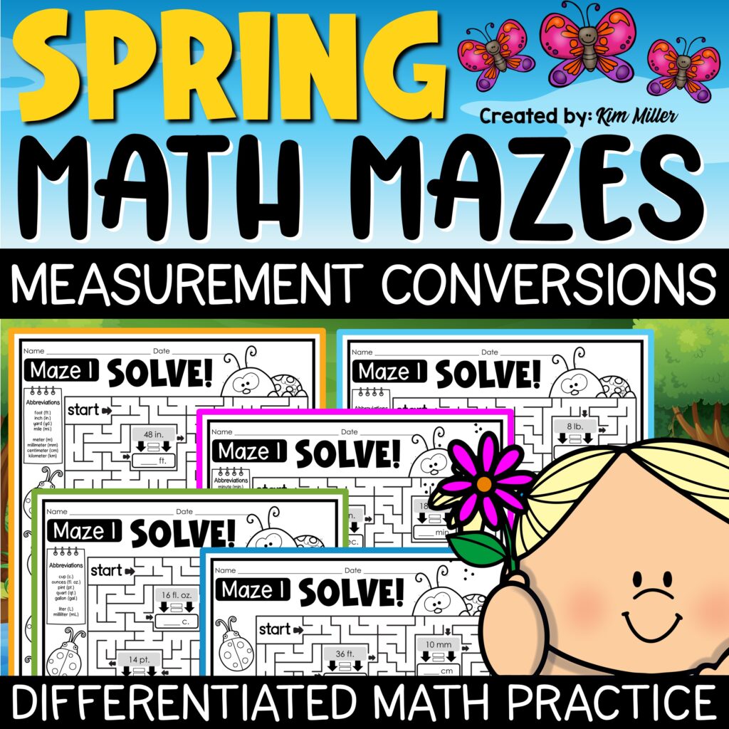 Spring Math Activities 4th Grade Measurement Conversions Worksheets Math Mazes