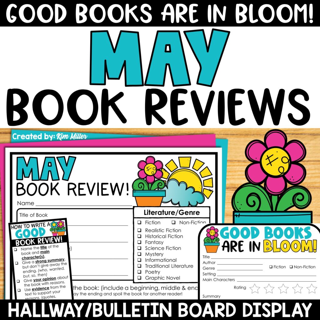 Spring May Bulletin Board Book Report Review Template End of Year Activities