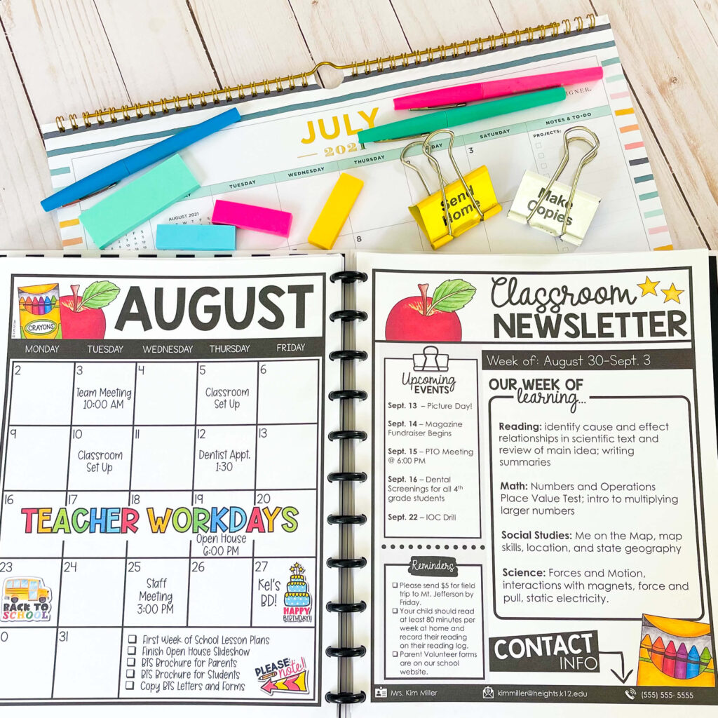 Take Home Calendars for Parent Communication