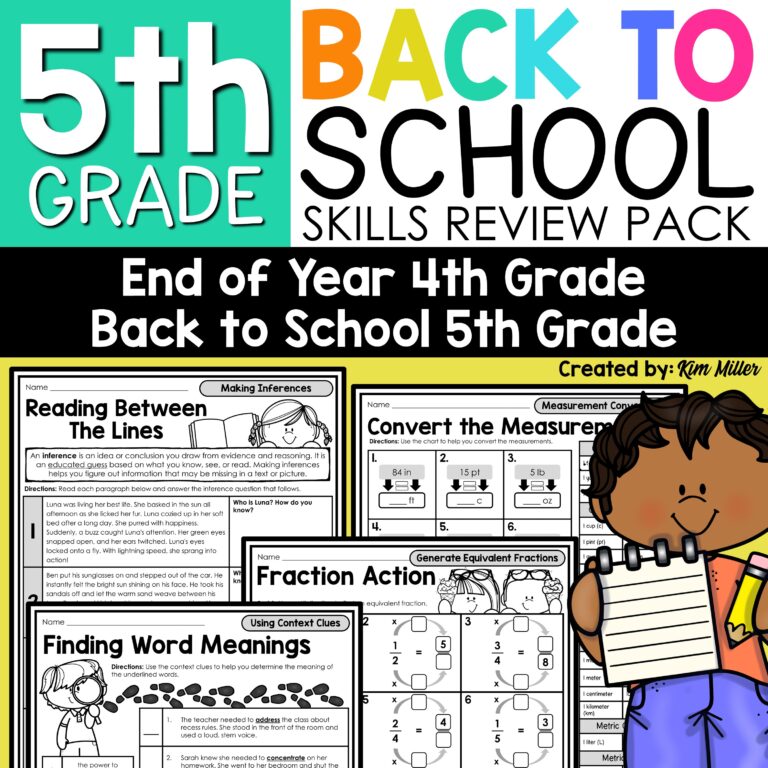 First Week of 5th Grade: Back to School Review