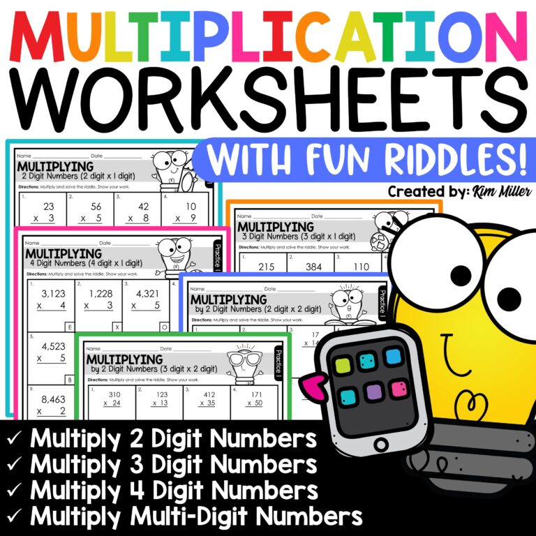 Multiply 2, 3 and 4 Digit Numbers Multi Digit Multiplication Practice Worksheet