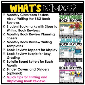 Bulletin Board Book Report Review Project Templates Writing Prompts Activities