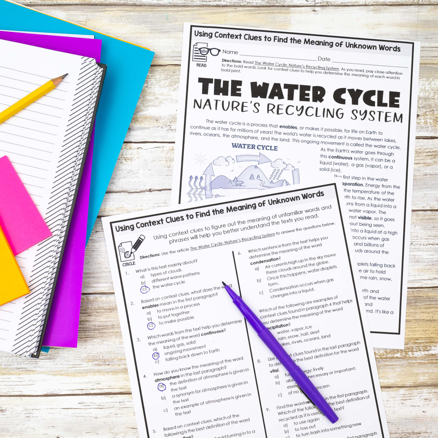 Context Clue Worksheets