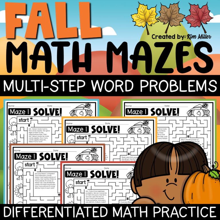 Fall Math Worksheets Multi Step Two Step Word Problems Math Mazes