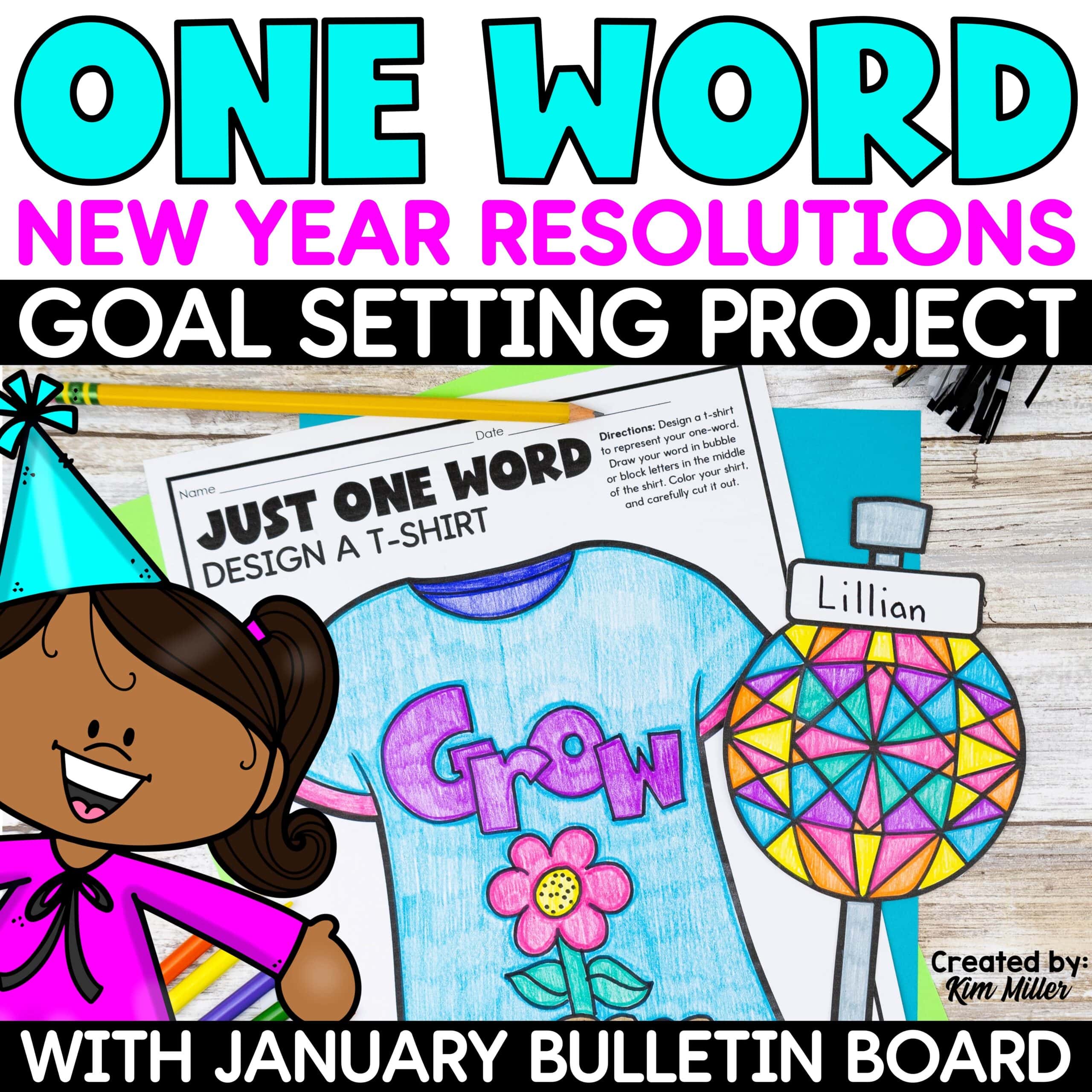 New Years 2026 One Word Resolution Craft | Goal Setting Bulletin Board Activity