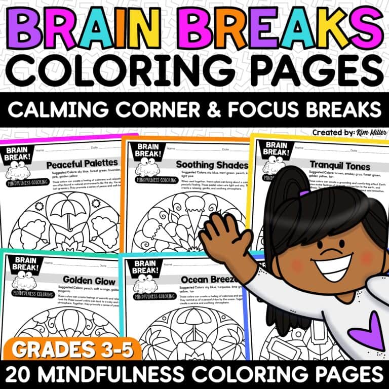Brain Breaks Mindfulness Coloring Pages for Kids Calm Down Corner SEL Lessons