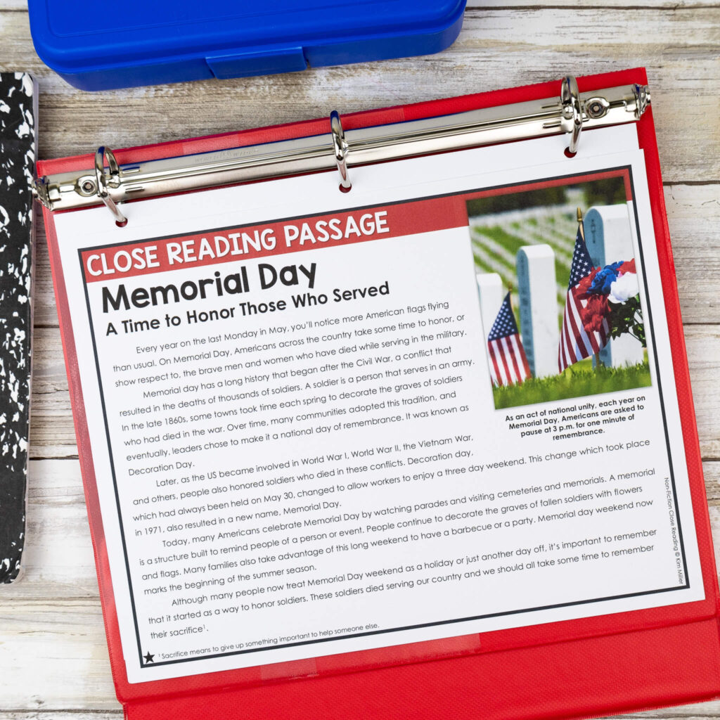 Close Reading about Memorial Day