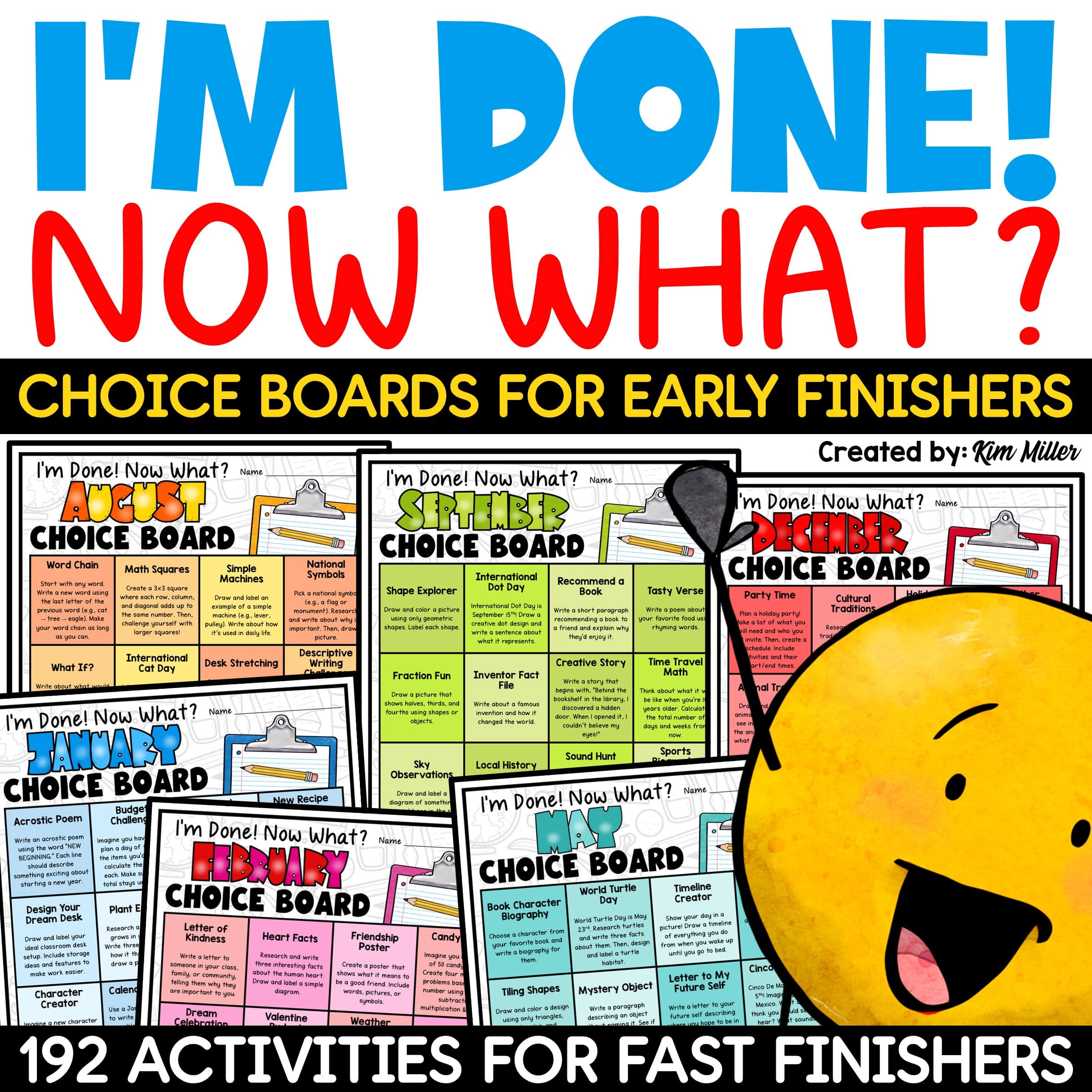 Early Fast Finishers Activities Choice Boards 3rd 4th 5th Early Finisher Work