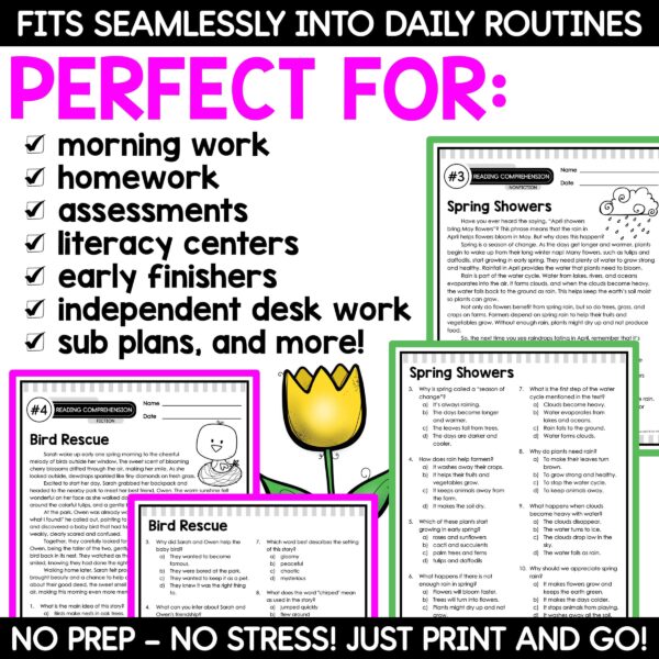 Spring Reading Comprehension Passages and Questions Spring Reading Activities - Image 3