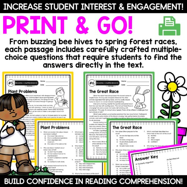 Spring Reading Comprehension Passages and Questions Spring Reading Activities - Image 4